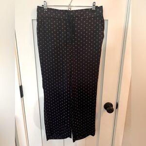 Ann Taylor Loft Pull on Patterned Pants Silky Satin Draw String Size 4